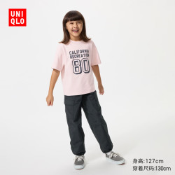 优衣库 童装男童女童工装束脚裤长裤裤子户外防蚊裤483502 09 黑色 160