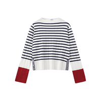 JUICY COUTURE 橘滋针织衫女2025年秋冬撞色条纹一字领上衣秋日海风