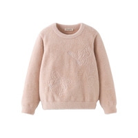 戴维贝拉 女童毛衣冬装中大童套头衫仿貂绒 粉色 130 cm