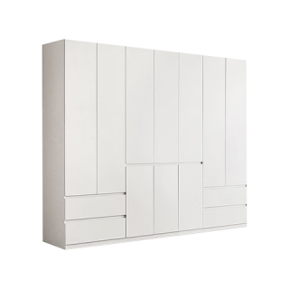 京东京造 云素衣柜ENF级 现代简约卧室环保收纳储物家具云白色开门衣柜五门