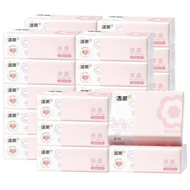 洁柔 亲柔肤感系列抽纸 3层100抽*24包/箱