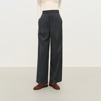 范思蓝恩 松弛宽松直筒拖地休闲裤女冬季2025通勤百搭裤子4488 深灰色 L