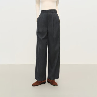 范思蓝恩 松弛宽松直筒拖地休闲裤女冬季2025通勤百搭裤子4488 深灰色 L