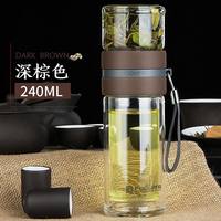 富光茶水分离杯500ml大容量双层玻璃杯男女个人水杯子泡茶杯