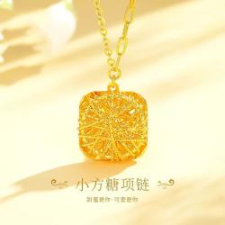 中国珠宝 s925方糖缠绕项链女小众轻奢款简约百搭