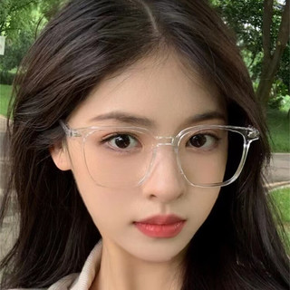 Erilles韩版超轻素颜近视眼镜框女可配度数镜片显瘦眼睛架显脸小男潮 透明白 161升级防蓝光镜片