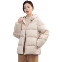 鸭鸭羽绒服鸭鸭（YAYA）羽绒服女短款轻薄款面包服小个子时尚连帽保暖外套KL 米色 2XL