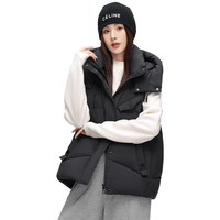 雪中飞 SNOWFLYING秋冬季羽绒马甲女士短款羽绒服韩版百搭时尚连帽坎肩百搭防寒外套 黑色 155/80A(S)