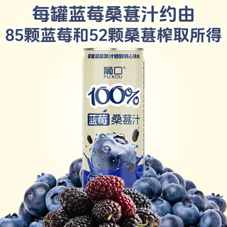 葡口 100%NFC原浆 蓝莓桑葚汁 320ml*6罐 果汁饮料