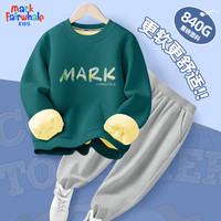 马克华菲 男女童加绒保暖羊胎绒卫衣+加绒卫裤  2件套