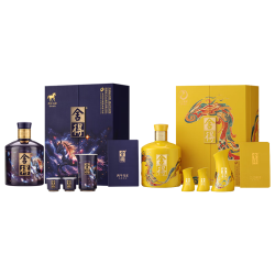 舍得 生肖纪念酒组合装 浓香型 白酒 518ml 54度蛇年礼盒*1+马年礼盒*1