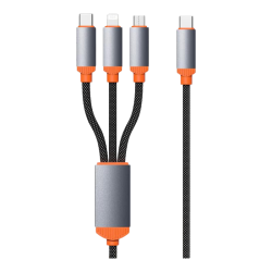KERZY 超级快充 三合一数据线  Type-C,Lightning,Micro USB 尼龙织 黑色 Type-C 6A