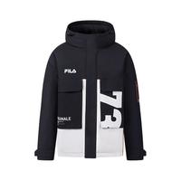 FILA 【鸭绒】男装运动羽绒服男士时尚休闲宽松拼色连帽保暖长袖外套