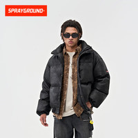 SPRAYGROUND鲨鱼嘴麂皮绒羽绒服男2025冬季白鸭绒加厚美式复古羽绒外套 深灰色 XL