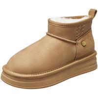 意尔康女鞋2025冬季加绒保暖棉鞋厚底短筒雪地靴户外休闲短靴