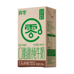 真零 脱脂纯牛奶4.0g乳蛋白125mL*12盒