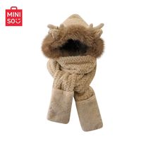 百亿补贴：名创优品 可爱保暖连帽加厚毛绒三件套围脖