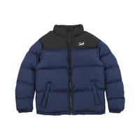 SLAMBLE冬季美式拼色加厚棉衣男女款宽松休闲保暖防风潮 浅灰拼藏青 S