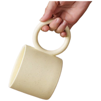 全适咖啡杯马克杯陶瓷杯早餐杯牛奶喝水杯大耳朵杯茶杯情侣礼物奶黄色