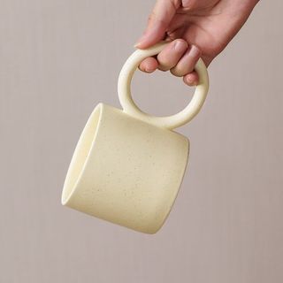 全适咖啡杯马克杯陶瓷杯早餐杯牛奶喝水杯大耳朵杯茶杯情侣礼物奶黄色