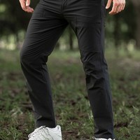 自由兵清影户外战术软壳长裤男士速干弹力防风保暖抓绒冲锋软壳裤 超薄黑色 30W/30L