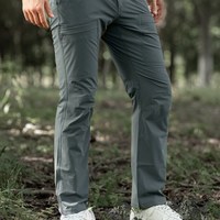 自由兵清影户外战术软壳长裤男士速干弹力防风保暖抓绒冲锋软壳裤 超薄冷灰 40W/30L