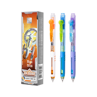 得力（deli）六边形战神按动中性笔 0.5mm双球珠ST头消音考试中性笔刷题笔 备考考试黑色3支/盒 【六边形舰队】ST笔头 3支