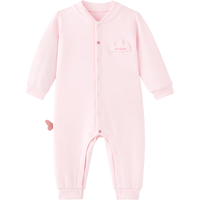 YeeHoO英氏婴儿衣服秋冬双面绒保暖男童女童连体衣爬服2024宝宝衣服 茱萸淡粉【襟蛤款】 80cm（9-18个月）