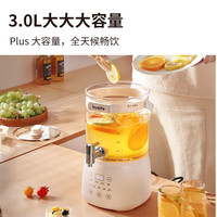 库思特 2025新款全玻璃煮茶壶大容量恒温花茶养生壶家用露营果茶饮料桶 3L 白色