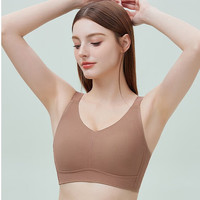 千奈美无痕大胸显小兔耳杯内衣女夏大码薄款无痕收副乳文胸 鹿角棕 80B C