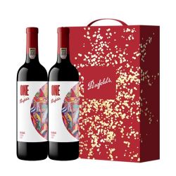 奔富 一号 干红葡萄酒 750ml*2瓶 烟花礼盒装 国行正品 法国进口