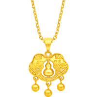 周大福福禄葫芦福字平安锁足金黄金吊坠女送EOF1666 约3.7g计价(工费360)