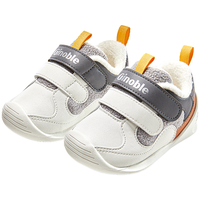 基诺浦（ginoble）童鞋25冬新婴儿学步鞋加厚保暖男女宝宝鞋子GB2501 白色_灰色_焦糖棕 19.5 120mm 适合脚长116-124mm