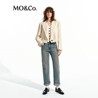 MO&Co.【秦岚同款C+系列】牛仔裤春微弹棉质高腰MBE1JENK04 牛仔蓝色 XL 29