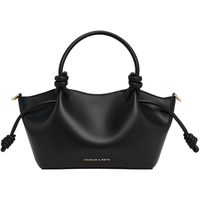 CHARLES&KEITH26春柔软抽绳托特包手提菜篮子包CK2-30782804 Black黑色 S