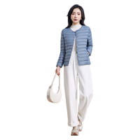 鸭鸭羽绒服鸭鸭(YAYA)鸭鸭轻薄羽绒服女冬季短款圆领内胆修身时尚薄外套KXM 米白色【女款无领】 S