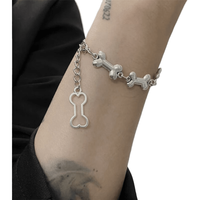 蓝铂丽哥特风不规则小狗狗骨头手链男女情侣闺蜜配饰简约中风饰品 【骨头手链】 一条