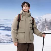 雪中飞 【户外工装风】男式连帽立领工装短款羽绒服出差简约大容量高品质