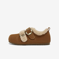 百思图【奶芙可颂】2025冬季新款勃肯鞋时尚户外休闲加绒女单鞋