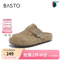 百思图 2026夏季新款勃肯鞋时尚复古休闲厚底女拖鞋