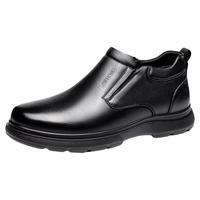 【头层牛皮+御寒绒毛】老人头商务休闲皮鞋2026款真皮棉鞋冬棉靴