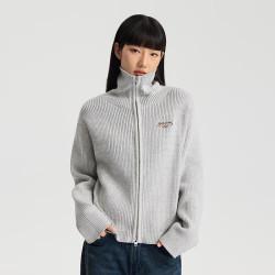 Lee 25秋冬舒适版高领拉链双色混色效果女长袖毛衣开衫