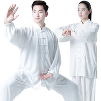 武印象太极服男士春秋太极拳八段锦太极练功服装武术表演训练服女中国风 白色 M身高165-168cm体重120-130斤