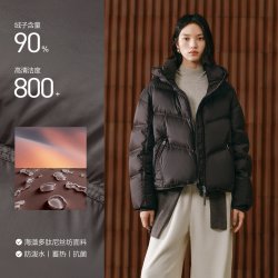太平鸟 女士火山岩发热龟背羽绒服