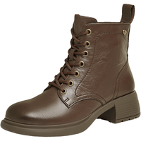 他她（TATA）粗跟英伦马丁靴女靴子羊皮黑色秋冬短靴新款7C840DD4