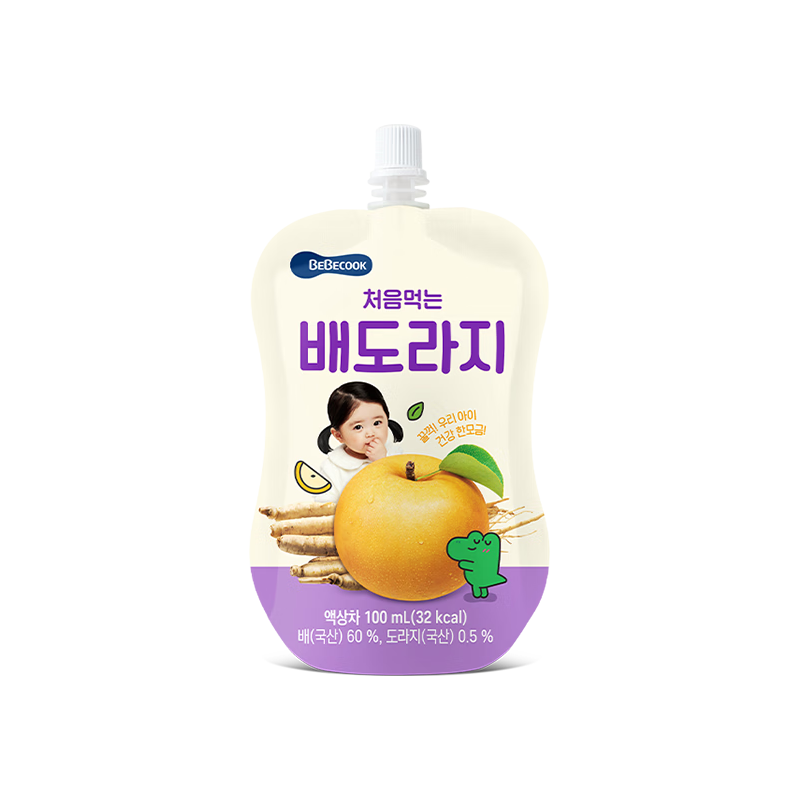 BEBECOOK 果汁泥 桔梗梨汁100ml*11袋 儿童零食饮料吸吸袋 原装进口