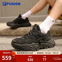 FILA FUSION 斐乐潮牌硬糖男鞋冬厚底增高鞋运动鞋黑色老爹鞋
