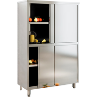 中伟不锈钢201食品橱保洁柜四门立柜推拉门碗柜储物柜商用厨房储藏柜可定制1800*1200*500