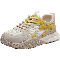 百丽（Belle）靓丽撞色阿甘鞋女商场同款舒适透气休闲鞋E3B1DCM5 米色/黄