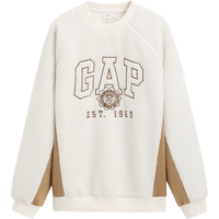 Gap 男女装秋冬款仿羊羔绒logo撞色圆领卫衣加厚保暖上衣675130